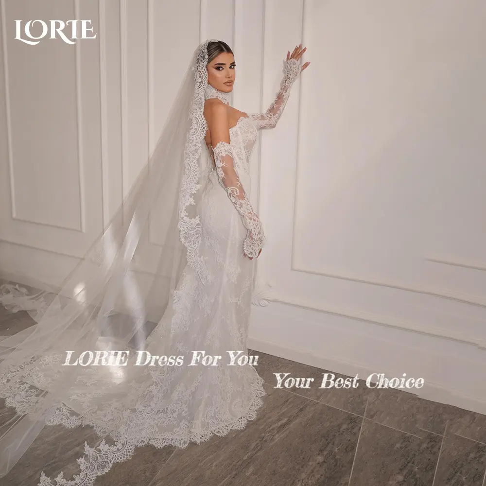 LORIE Elegant Lace Mermaid Ball Gown Wedding Dresses for Women Open Back Sleeveless Bridal Gowns Customized Plus Size Bride Gown
