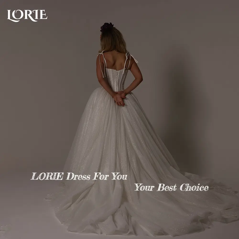 LORIE Sexy Glitter Bodycon Mermaid Wedding Dresses Spaghetti Straps A-Line Boho Bridal Gowns Shiny Train Bride Dress Customized