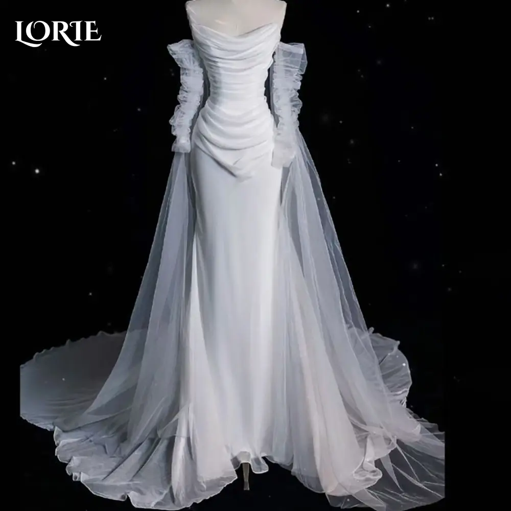 LORIE Shawl Shiny Wedding Dress Strapless Sweetheart A-line Princess Bride Gown Illsion Customized Corset Bride Dress молодожены