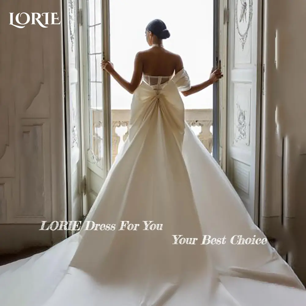 LORIE Bow Slit Wedding Dress One Shoulder Pleats Mermaid Bride Gowns Customized Bride Dress Sweetheart Bride vestidos de novia