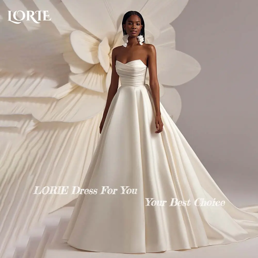 LORIE Elegant Wedding Dresses Satin Strapless Bride Gowns Simple Beach Bride Party Dresses Bridal Dresses vestidos de novia