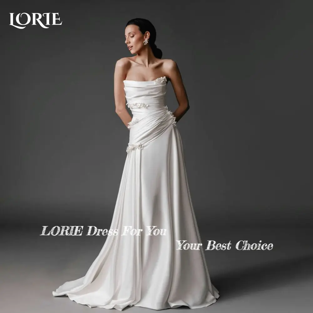 LORIE Pleats Mermaid Wedding Dress Strapless Elegant Backless Bride Gowns Customized Bride Dress Ruched Bride vestidos de novia