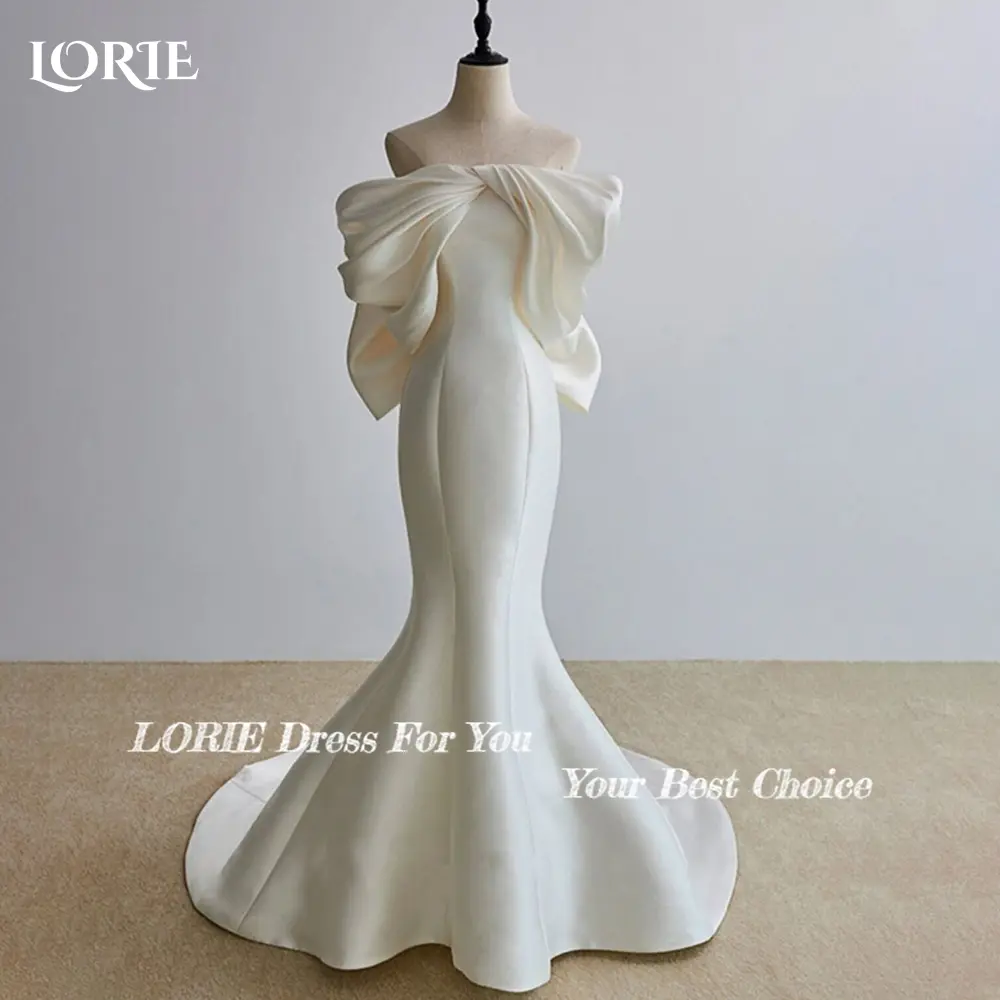 LORIE Off Shoulder Bow Wedding Dress Elegant Pleats Bobycon Mermaid Bride Gown Customized Bride Dress vestidos de novia2026