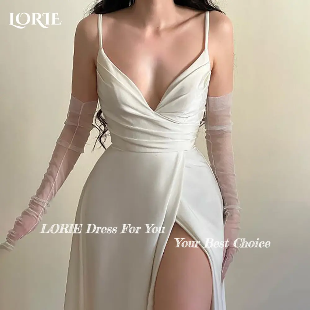 LORIE Spagetti Straps Wedding Dress Elegant V Neck Bobycon Mermaid Bride Gown Customized Bride Dress vestidos de novia No Glove