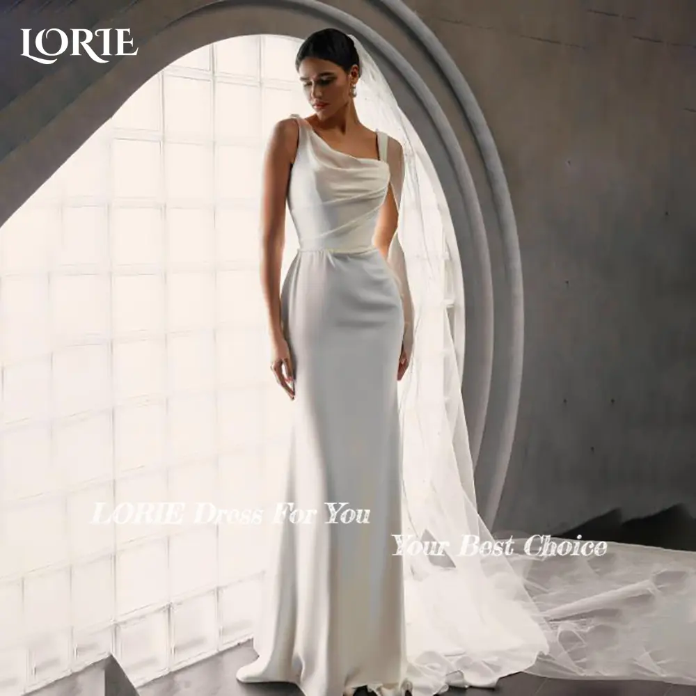 LORIE Shiny Satin Wedding Dress Strapless Backless Mermaid Bride Gowns Customized Bride Dress Sweetheart Bride vestidos de novia