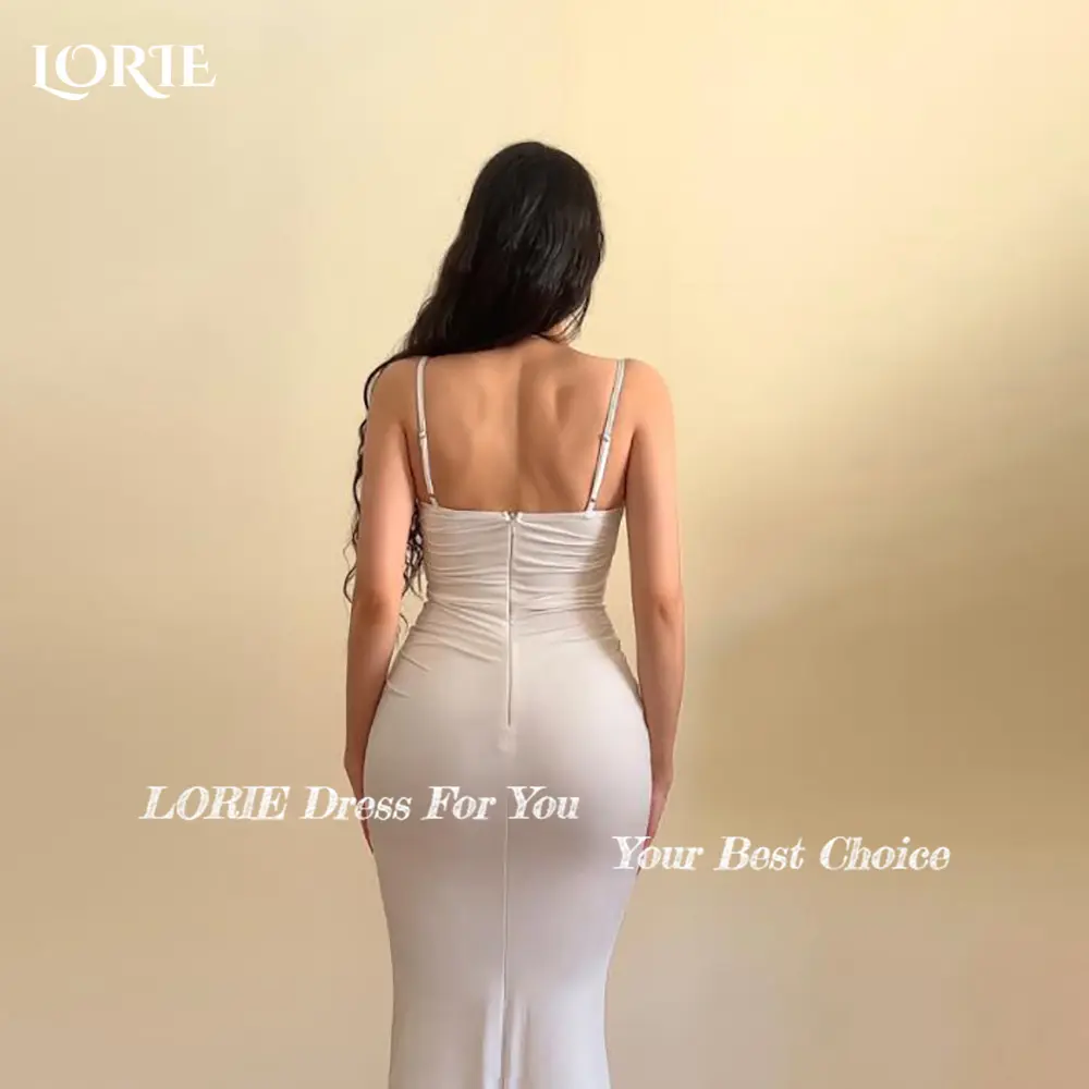 LORIE Beach Wedding Dresses Spaghetti Straps Pleats Bobycon Mermaid Bride Gown Ruched Bridal Dress vestidos de novia Customized