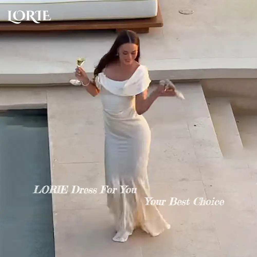 LORIE Beach Wedding Dresses Spaghetti Straps Pleats Bobycon Mermaid Bride Gown Ruched Bridal Dress vestidos de novia Customized