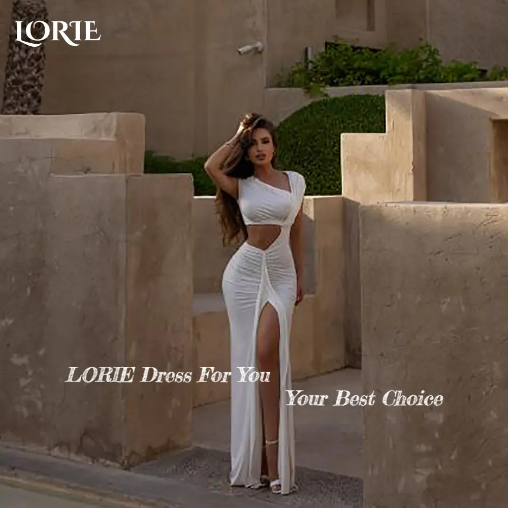 LORIE Slit Beach Wedding Dresses Sexy Leak Straps Pleats Mermaid Bride Gown Chiffon Bridal Dress vestidos de novia Customized