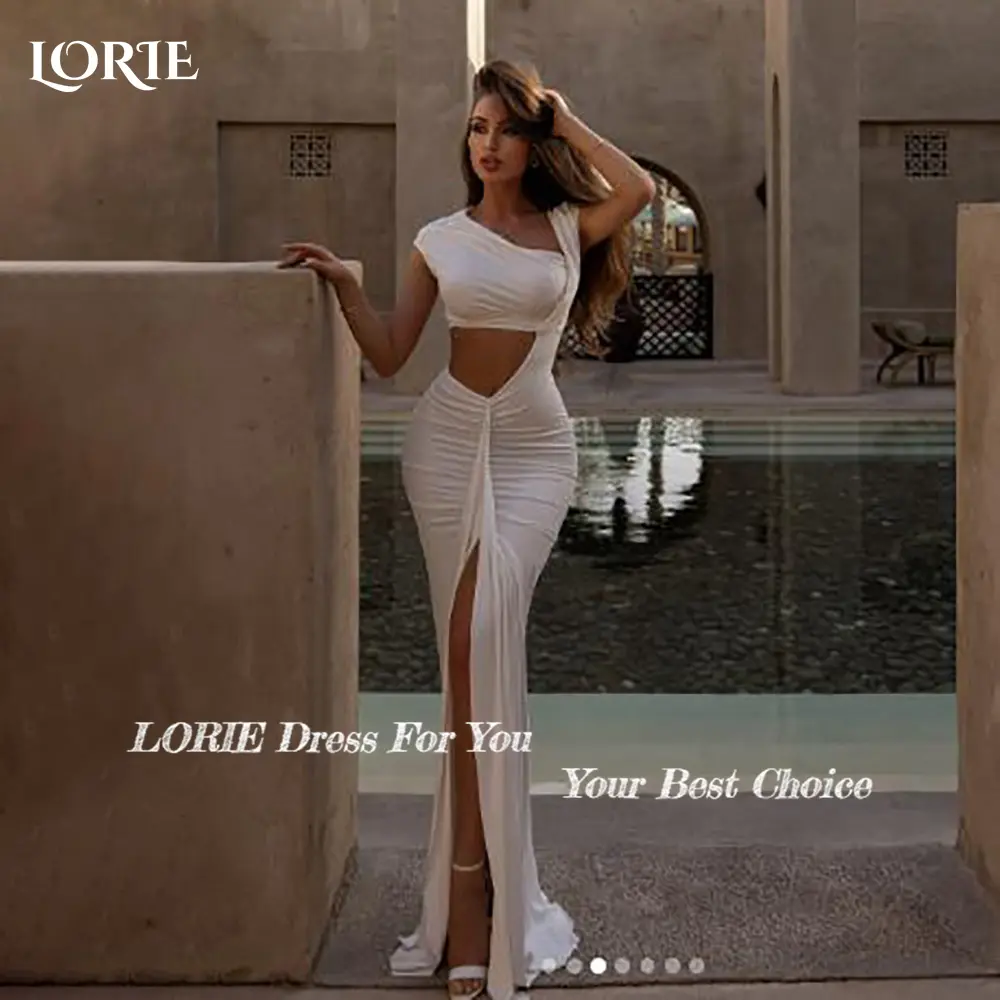 LORIE Slit Beach Wedding Dresses Sexy Leak Straps Pleats Mermaid Bride Gown Chiffon Bridal Dress vestidos de novia Customized