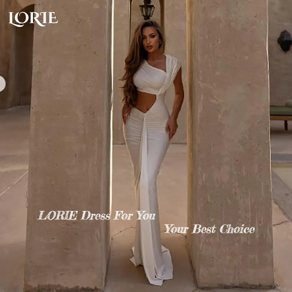 LORIE Slit Beach Wedding Dresses Sexy Leak Straps Pleats Mermaid Bride Gown Chiffon Bridal Dress vestidos de novia Customized