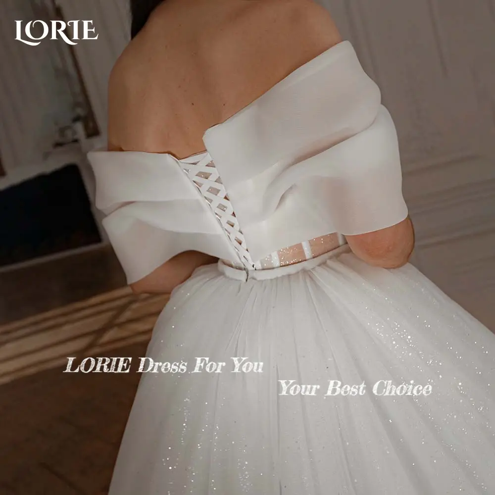 LORIE Elegant Off Shoulder Wedding Dresses Pleated Leak Waist Backless Beach Bridal Gown Appliques Corset Customized Bride Dress