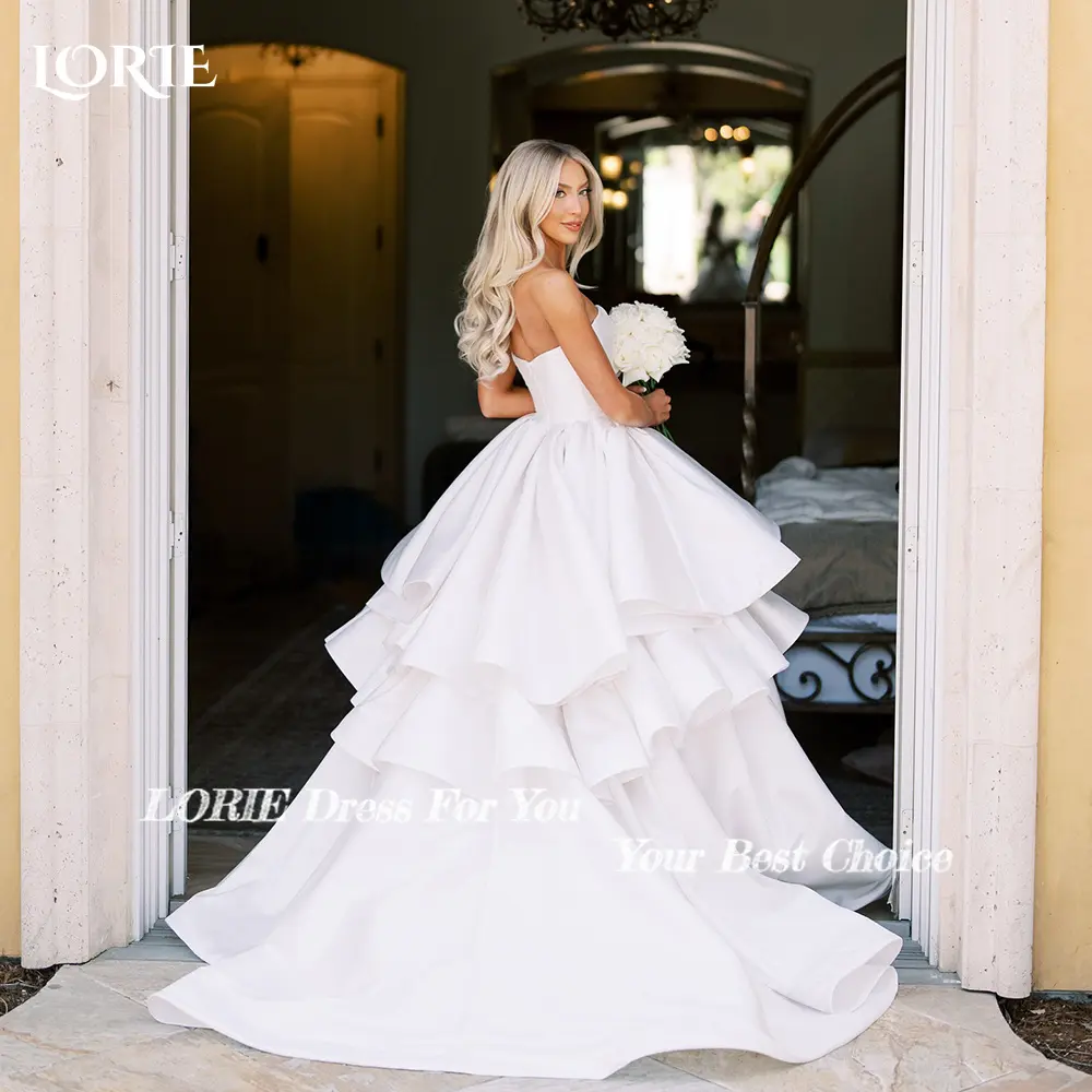 LORIE Elegant Strapless Wedding Dresses Pleated Backless Beach Bridal Gown Sweetheart Random Ruched Customized White Bride Dress