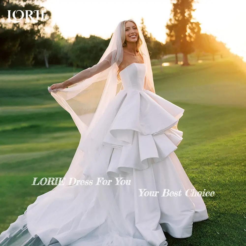 LORIE Elegant Strapless Wedding Dresses Pleated Backless Beach Bridal Gown Sweetheart Random Ruched Customized White Bride Dress