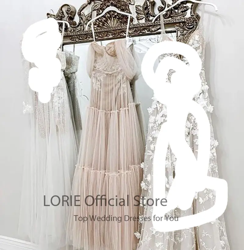 LORIE Boho Wedding Dresses Off the Shoulder Pleats Appliques Tulle Lace Sexy Bohemian Bride Gown 2024 Illusion vestidos de novia