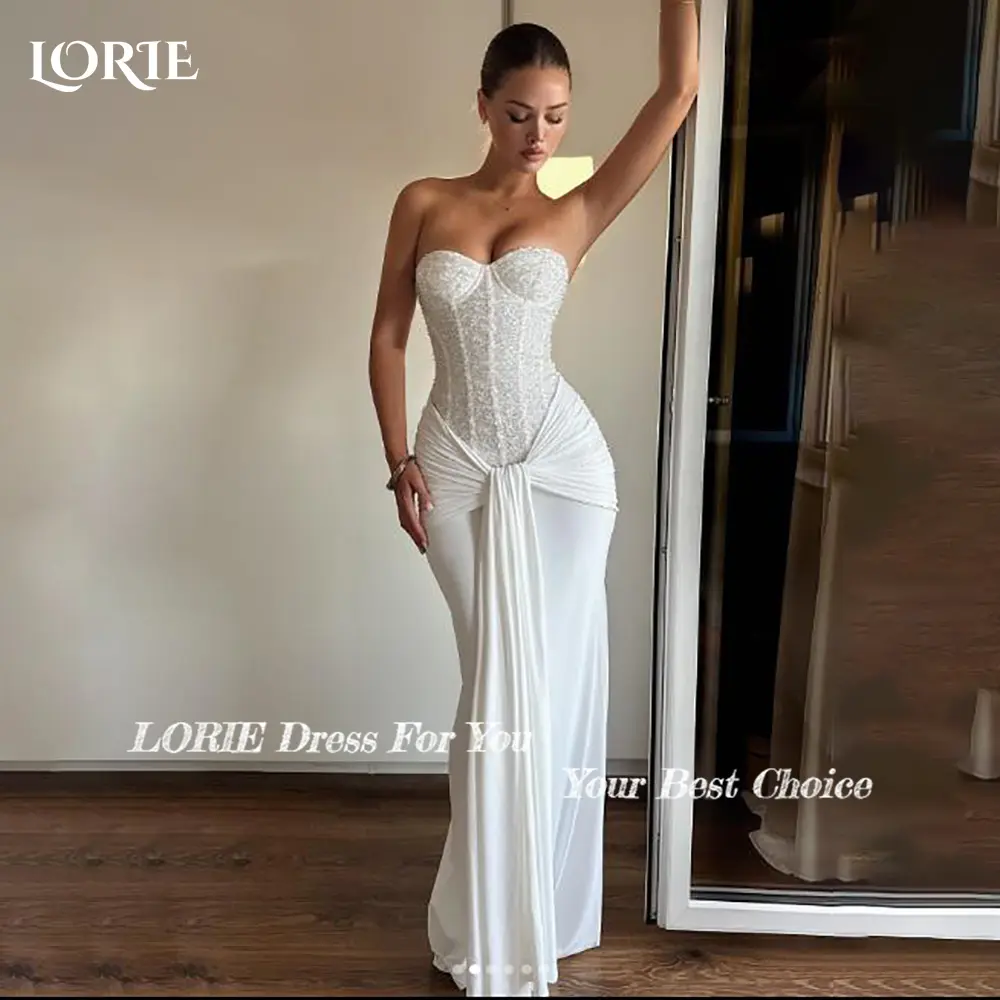 LORIE Elegant Lace Mermaid Ball Gown Wedding Dresses for Women Open Back Sleeveless Bridal Gowns Customized Plus Size Bride Gown