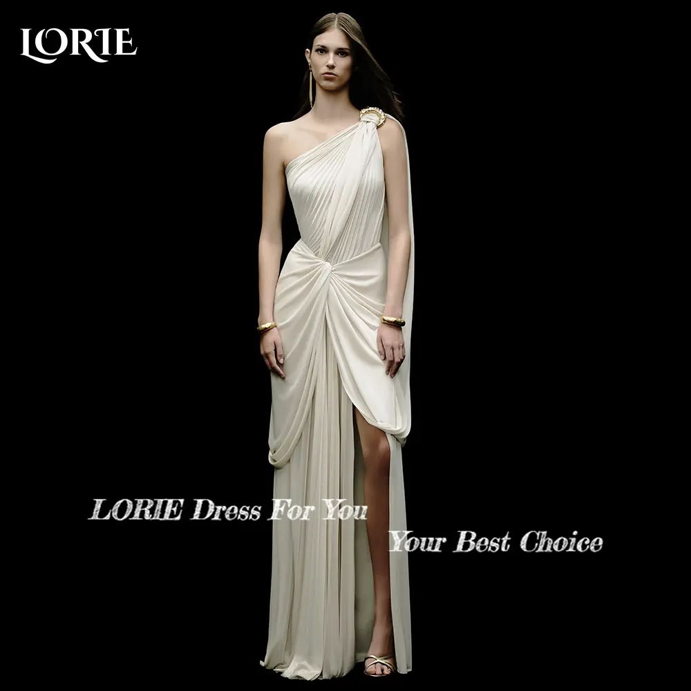 LORIE High Slit Beach Mermaid Wedding Dresses One Shoulder Bride Gown Illusion Boho Bridal Dress vestidos de novia Customized