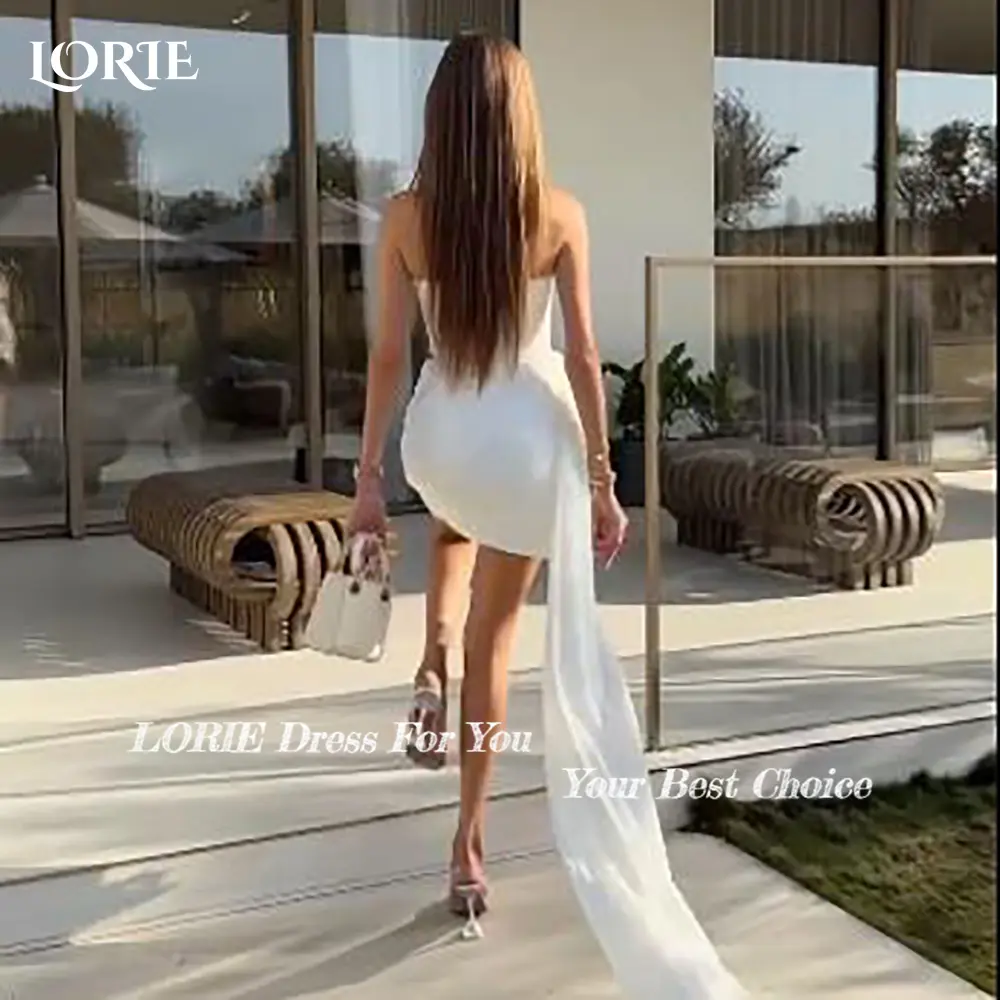 LORIE Graceful Short Wedding Dresses Bobycon Boat Neck Backless Corset Midi Bridal Gowns vestido de novia Plus sizeCustomized