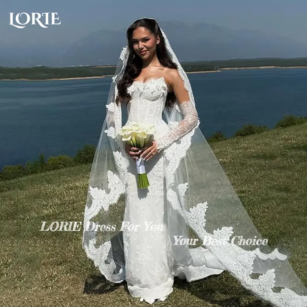 LORIE Mermaid Wedding Dress Sweetheart Lace Appliques Flowers Bride Gown Elegant Beach Boho Bride Dress Sexy vestidos de novia