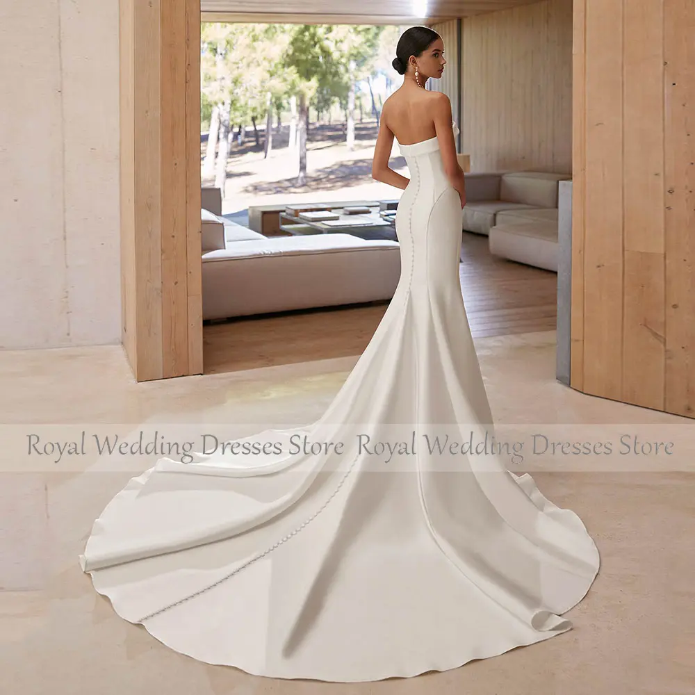 Elegant Ivory Strapless Wedding Dresses for Women With Detachable Train Mermaid Wedding Gowns Long Simple Bridal Dress2025