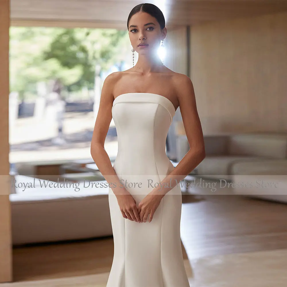 Elegant Ivory Strapless Wedding Dresses for Women With Detachable Train Mermaid Wedding Gowns Long Simple Bridal Dress2025