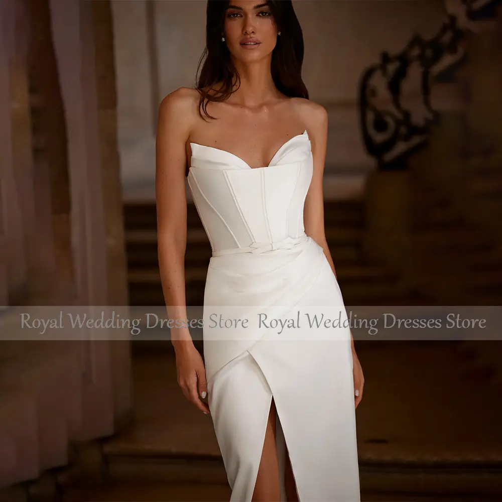 Elegant Wedding Dress Mermaid Detachable Off the Shoulder Simple Wedding Gowns for Women 2023 High Slit Trumpet Bridal Dresses