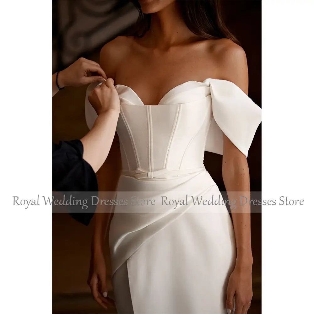 Elegant Wedding Dress Mermaid Detachable Off the Shoulder Simple Wedding Gowns for Women 2023 High Slit Trumpet Bridal Dresses