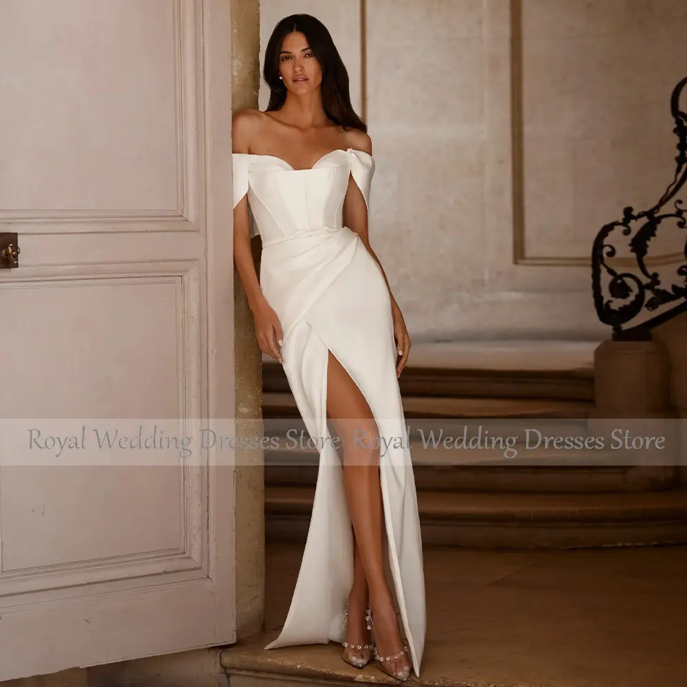Elegant Wedding Dress Mermaid Detachable Off the Shoulder Simple Wedding Gowns for Women 2023 High Slit Trumpet Bridal Dresses