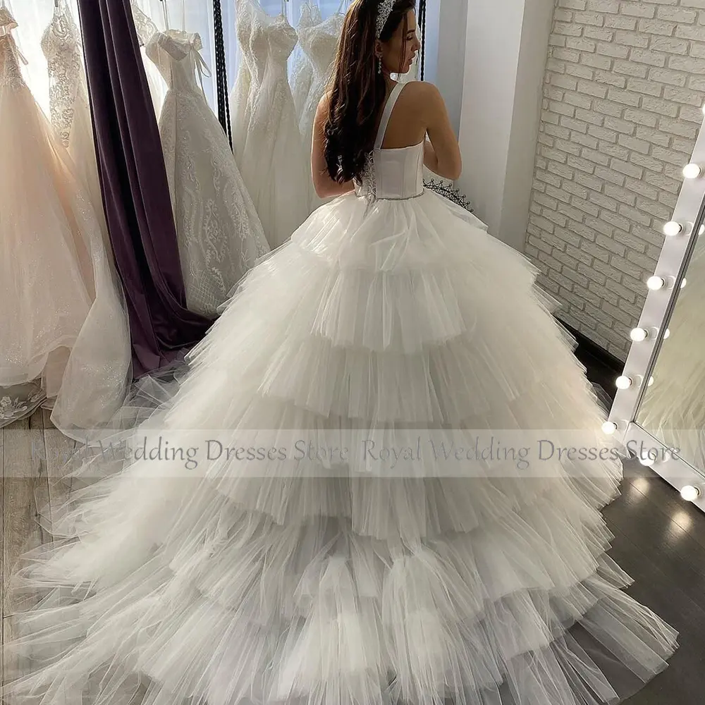Boho Wedding Dresses Luxury White Net Tiered Beading White Gown A-line Ball Gown Sweetheart 2024 Elegant Party Dresses Woman