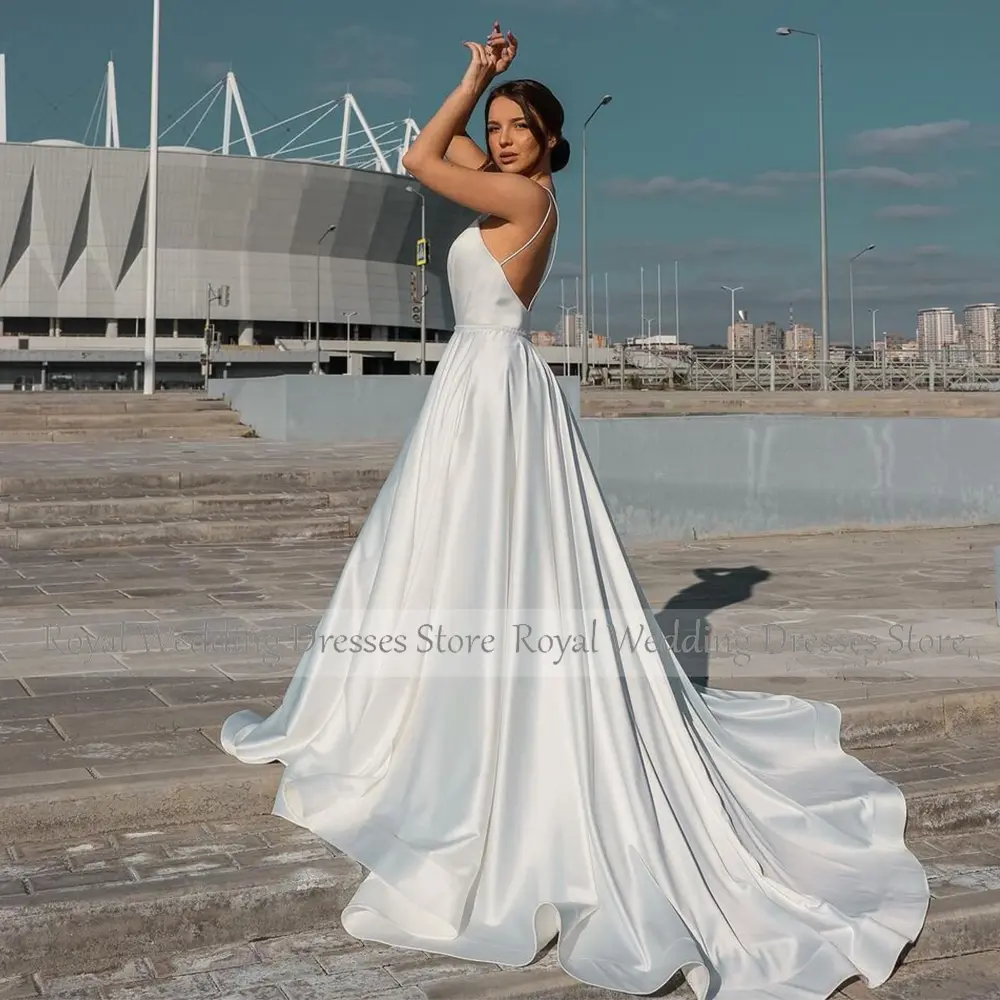 Elegant White Gown Satin Pleat Ruched Bespoke Occasion Gown A-line Spaghetti strap Long Dresses Elegant Party Dresses Woman