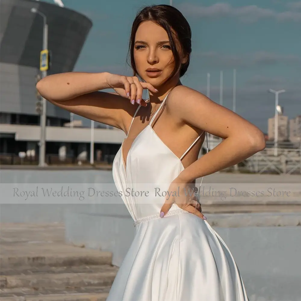 Elegant White Gown Satin Pleat Ruched Bespoke Occasion Gown A-line Spaghetti strap Long Dresses Elegant Party Dresses Woman