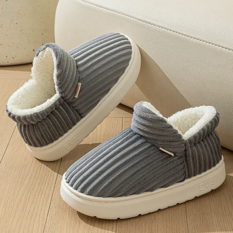 Large 44/45 Winter Warm Furry Slippers for Women Couples Casual Thick Sole Non-Slip Slides Fashion Shoes for Men Bedroom Outdoor