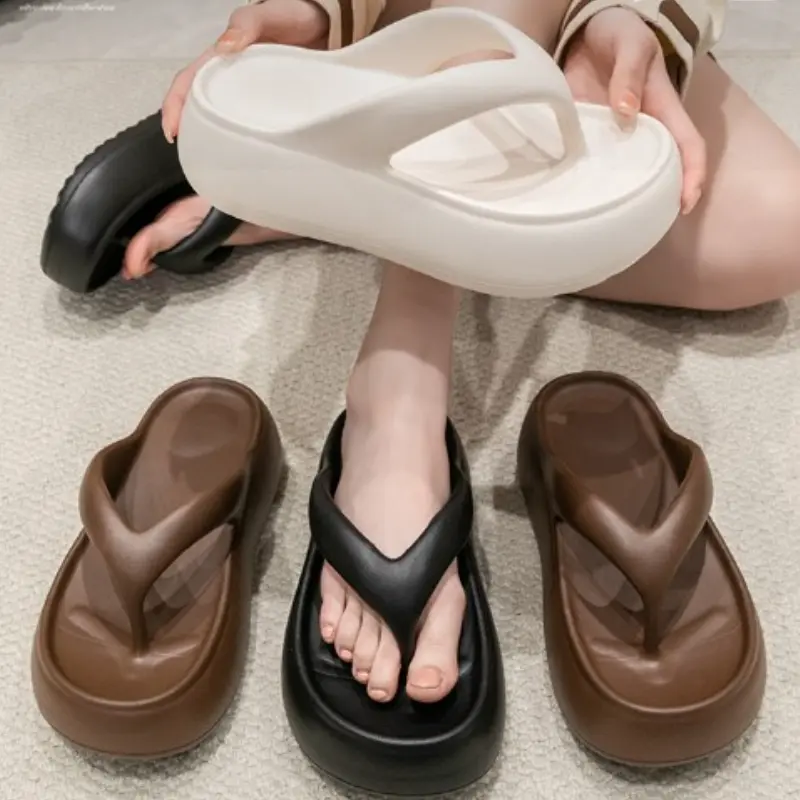 Popular Chunky Platform Clip Toe Sandals 2025 Women New Thick Bottom Slip On Silppers EVA Anti-odorant Sandalias De Mujer 5cm