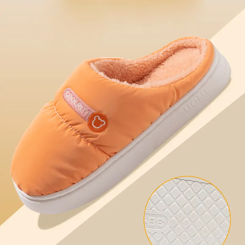 2025 Winter Couple Waterproof Lightweight Slippers Warm Soft Plush Women's Rootless Slides Men's Home Casual Cotton Shoes