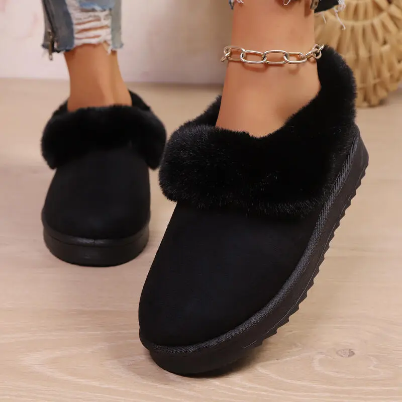 Warm Short Plush Snow Boots Women 2025 Winter Fashion Faux Fur Decoration Ankle Boots Comfort Thick Bottom Non Slip Booties