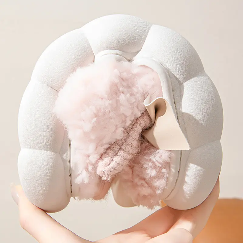 Sweet Bowknot Furry Indoor Slippers Women 2025 Winter Comfort Non Slip Home Cotton Slippers Warm Fluffy Fur Slides for Woman