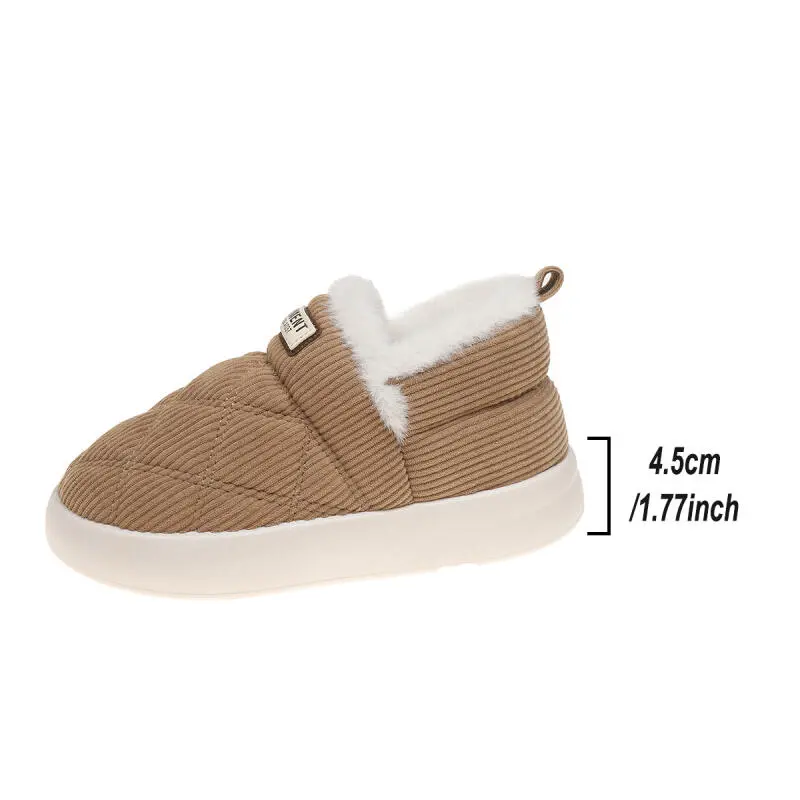Warm Corduroy All Over Couple Slippers 2025 Winter Fashion Fur Indoor Slippers Women Comfort Soft Sole Cotton Bedroom Slides