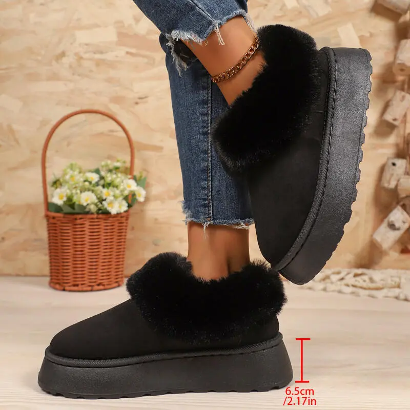 Luxury Faux Fur Snow Boots Women 2025 Winter Soft Thick Bottom Non Slip Ankle Boots Warm Short Plush Slip On Furry Booties