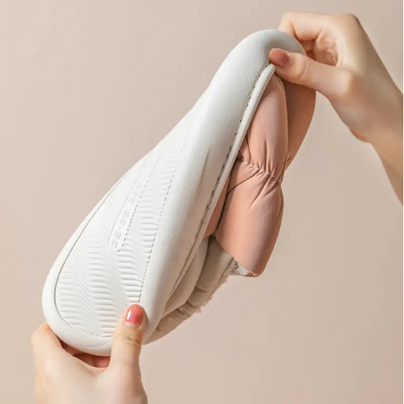 Soft Waterproof Furry Indoor Slippers Women 2025 Winter Warm Short Plush Bedroom Couple EVA Slippers Non Slip Postpartum Shoes