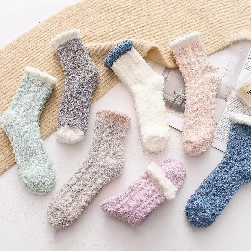 Warm Coral Fleece Postpartum Socks Women 2025 Autumn Winter Soft Cotton Pregnant Woman's Socks 5pairs Candy-colored Stockings