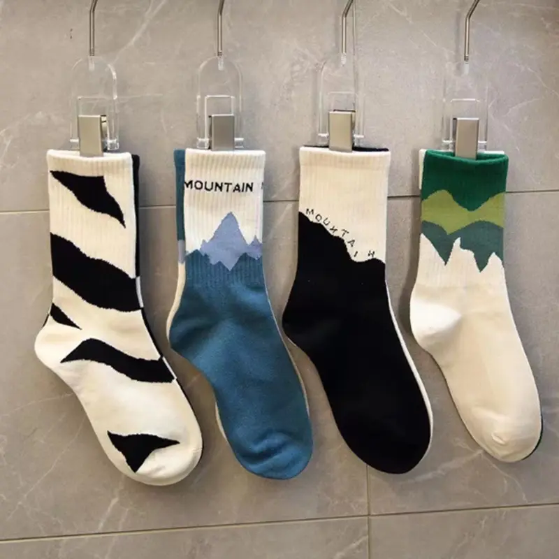 5 Pairs Fashion Mix Color Couple's Sports Socks Autumn AB Style Soft Sweat Absorbing Women's Socks 2025 New Stockings For Women