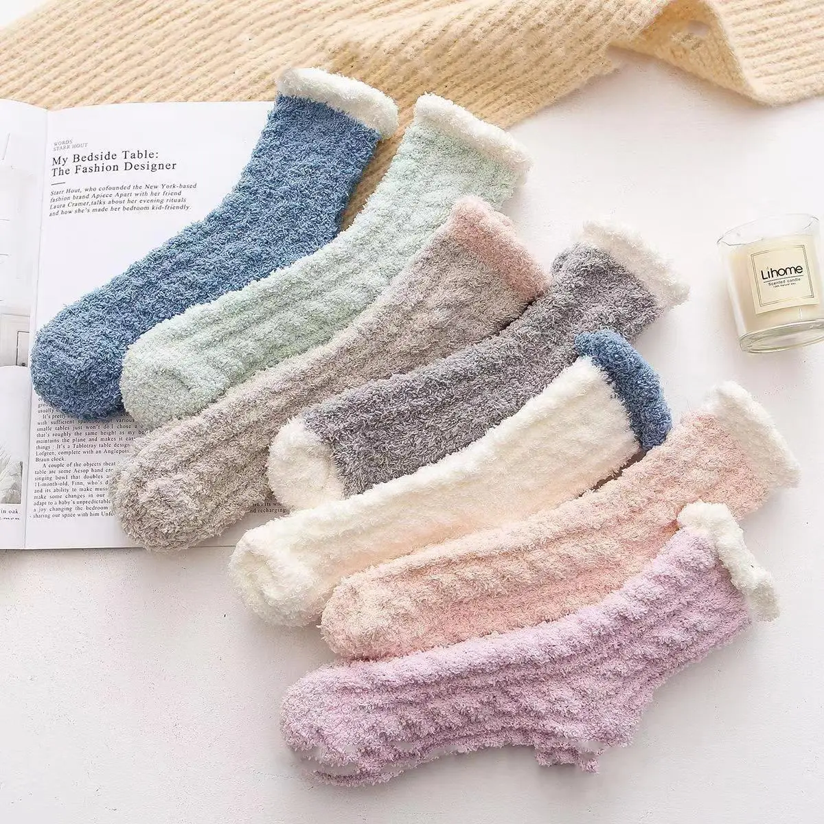 Warm Coral Fleece Postpartum Socks Women 2025 Autumn Winter Soft Cotton Pregnant Woman's Socks 5pairs Candy-colored Stockings