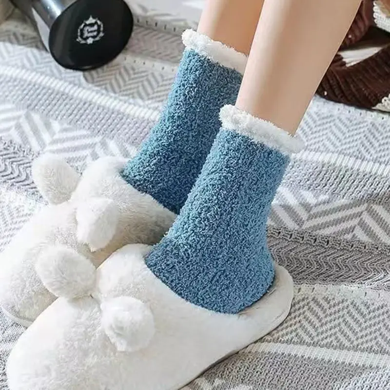 Warm Coral Fleece Postpartum Socks Women 2025 Autumn Winter Soft Cotton Pregnant Woman's Socks 5pairs Candy-colored Stockings