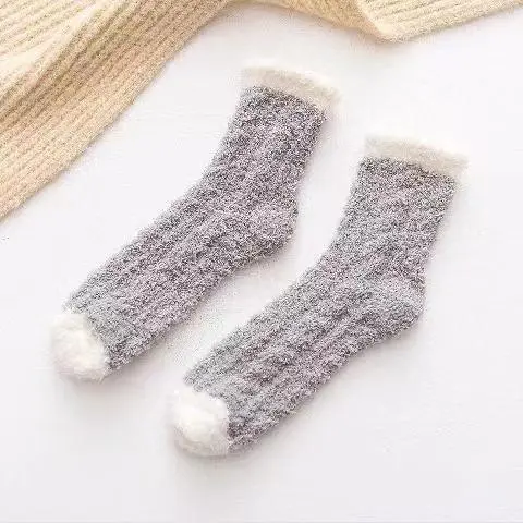 Warm Coral Fleece Postpartum Socks Women 2025 Autumn Winter Soft Cotton Pregnant Woman's Socks 5pairs Candy-colored Stockings