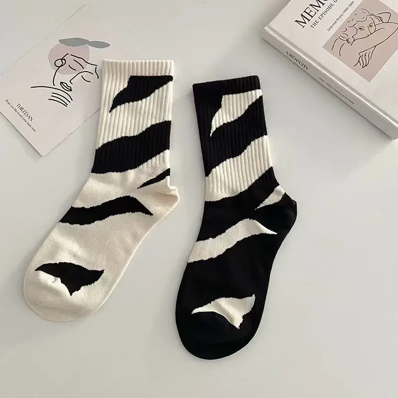 5 Pairs Fashion Mix Color Couple's Sports Socks Autumn AB Style Soft Sweat Absorbing Women's Socks 2025 New Stockings For Women
