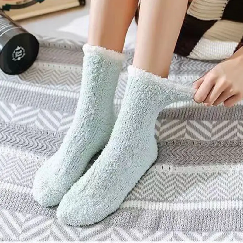 Warm Coral Fleece Postpartum Socks Women 2025 Autumn Winter Soft Cotton Pregnant Woman's Socks 5pairs Candy-colored Stockings