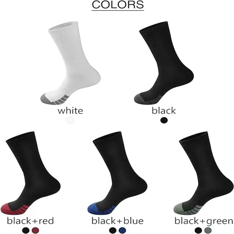 Professional Absorb Sweat Sports Socks Men 2025 Autumn 5 Pairs Mid Calf Cotton Basketball Socks Plus Size 47 Men's Stockings