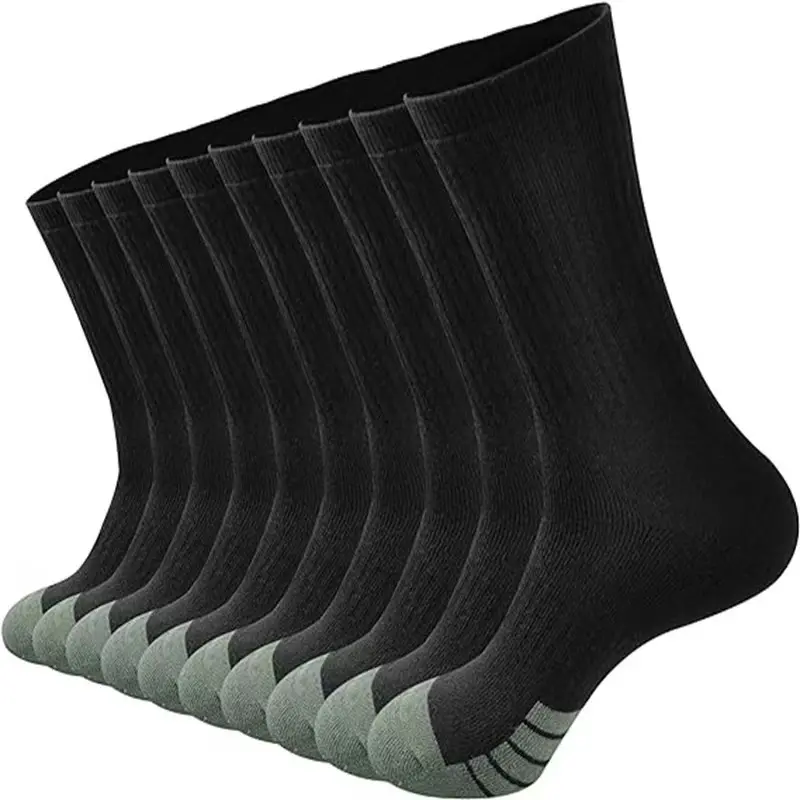 Professional Absorb Sweat Sports Socks Men 2025 Autumn 5 Pairs Mid Calf Cotton Basketball Socks Plus Size 47 Men's Stockings