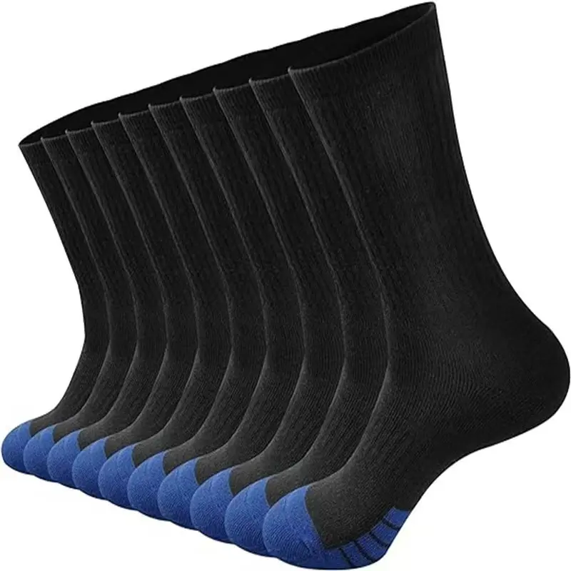 Professional Absorb Sweat Sports Socks Men 2025 Autumn 5 Pairs Mid Calf Cotton Basketball Socks Plus Size 47 Men's Stockings