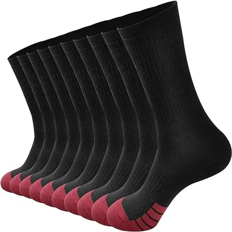 Professional Absorb Sweat Sports Socks Men 2025 Autumn 5 Pairs Mid Calf Cotton Basketball Socks Plus Size 47 Men's Stockings