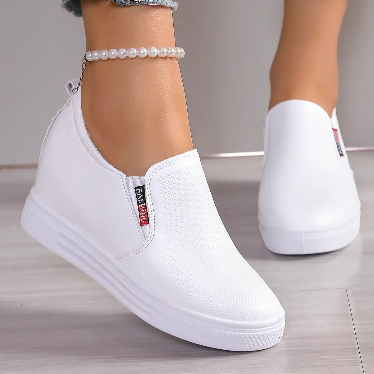 New White Hidden Wedge Heels Sneakers Casual Shoes Woman High Platform Shoes Women's High Heels Wedges Shoes for Womenbn
